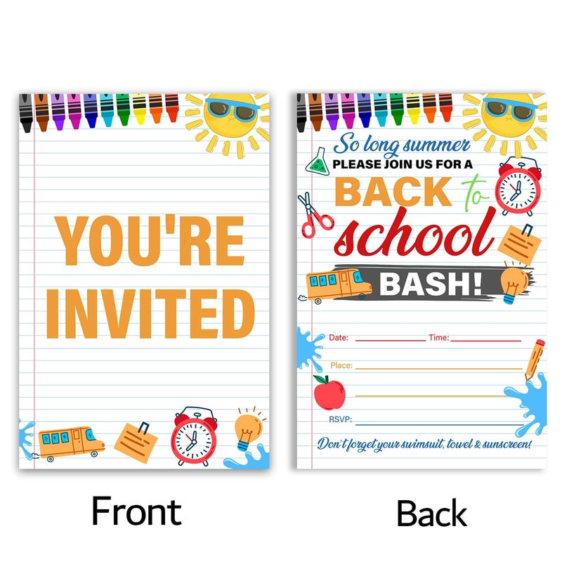 UPNEGE Back to School Party Invites End of Summer Party Invitations with Envelopes, Pack of 20 - Image 2